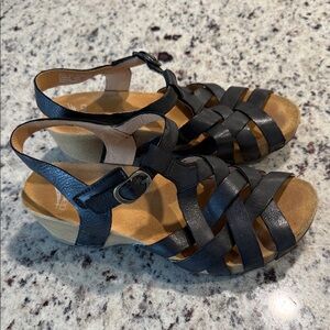 Women's Black Leather Sandals